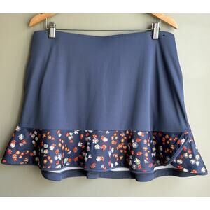 Callaway Opti Dri Golf Skort Ruffle Floral Hem Pockets Blue Tennis Skirt UPF L
